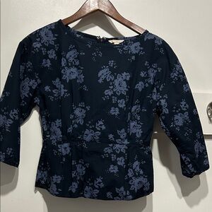 GAP Navy Blue Floral Blouse